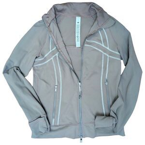 Lululemon Define Track Jacket Luon Women's 4 Warm Ash Grey White Full Zip
